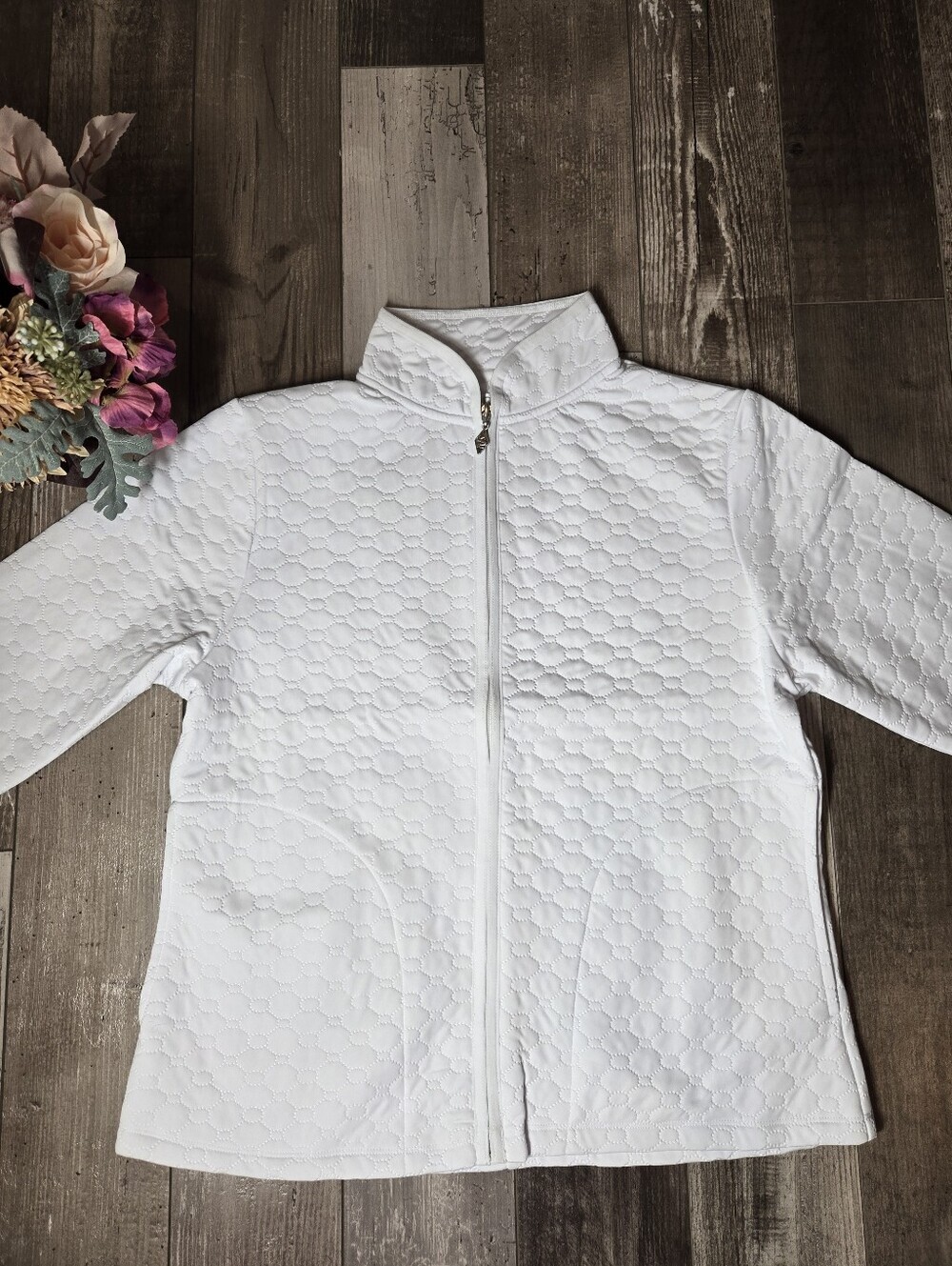 SDI Women’s White Textured Quilted Full-Zip Jacket Size Large NWOT - Picture 16 of 16